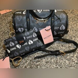 BNWT juicy couture barrel bag and matching wallet. Black with hearts